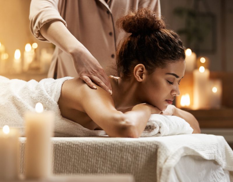 Close-up of a peaceful massage treatment